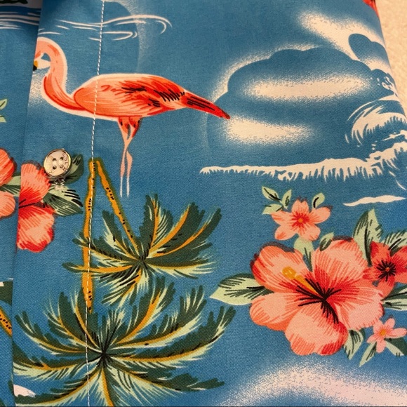 NWT SSLR Men's Hawaiian Floral Flamingo Shirt. Size M - Picture 7 of 8